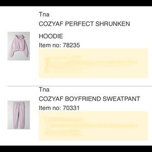 aritzia TNA Cozy AF Lavender hoodie Sweat Set